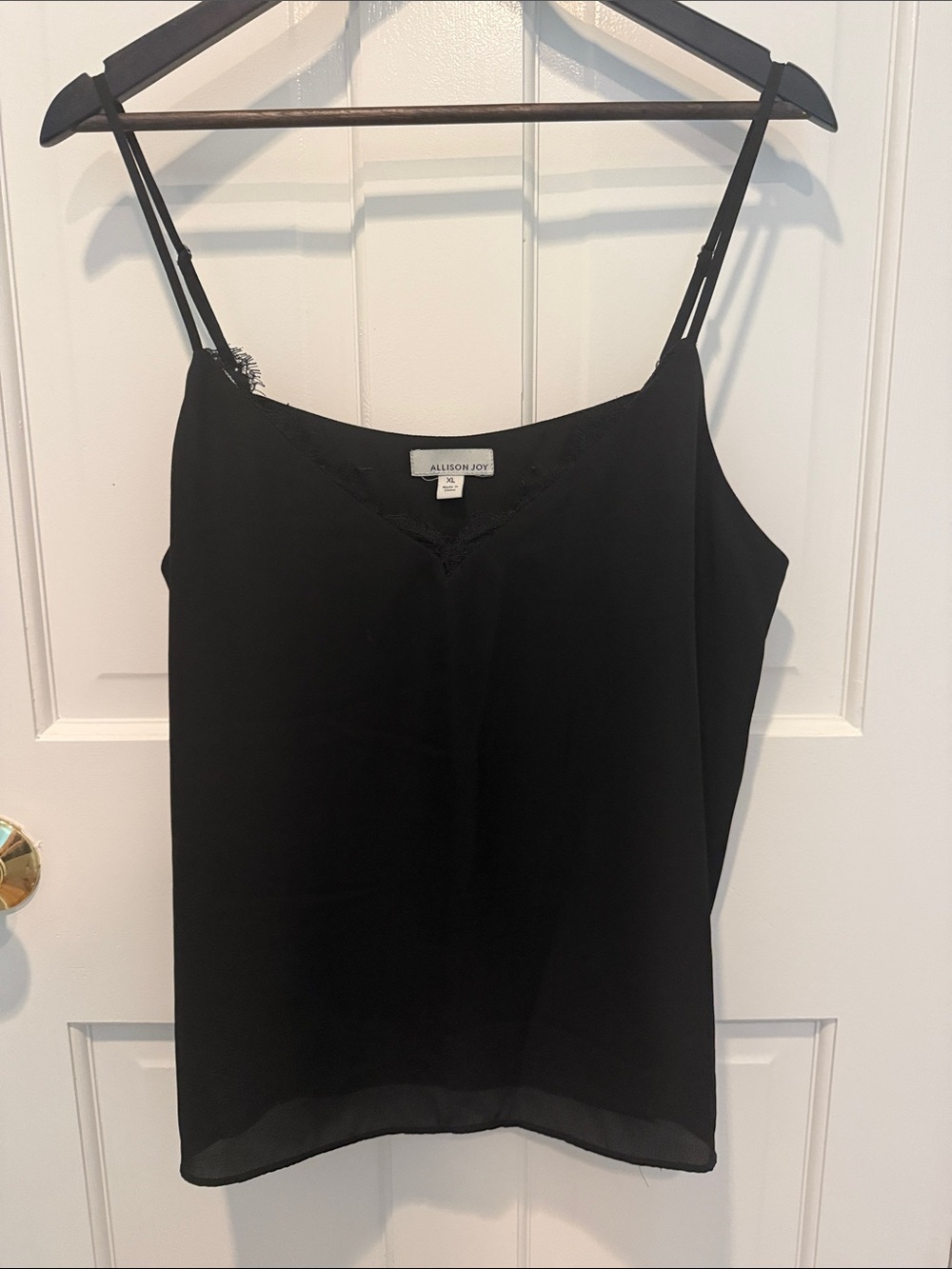 Allison Joy Black Lace-Trim Satin Camisole